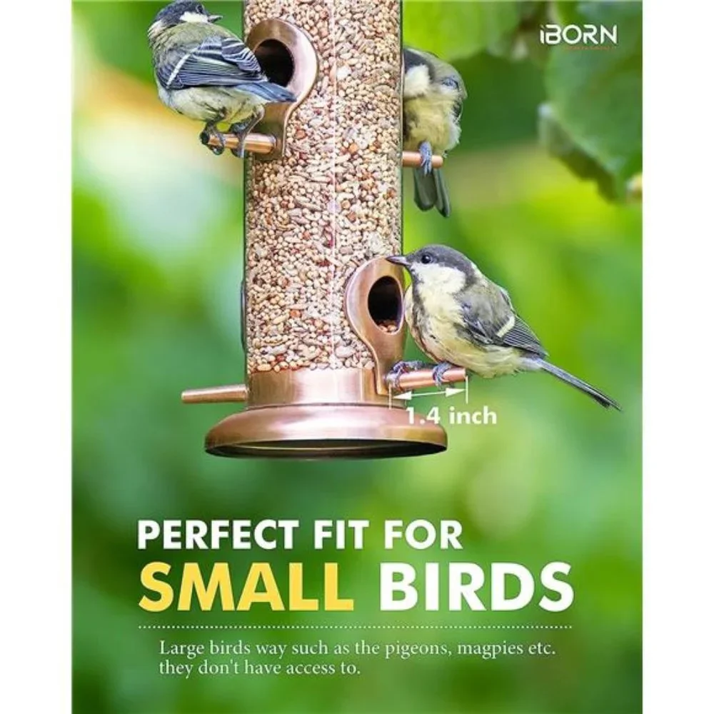 Metal Bird Feeders Brushed Copper Wild Bird Feeder for Outdoor Hanging All Metal